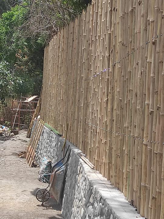 stone and bamboo wall